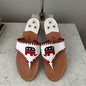 Women's GOP White and Red Elephant Sandals